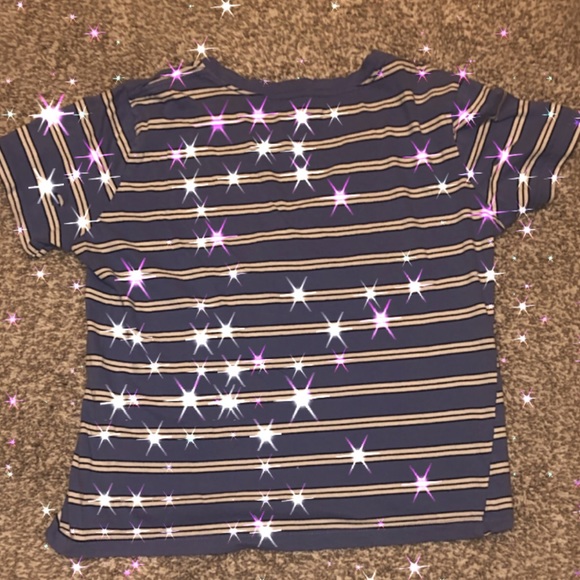 ✨blue holed crop top with black/white stripes✨ - Picture 5 of 5